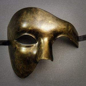 Black Gold Full Face Phantom Venetian Masquerade Ball Party Dance Mask Halloween